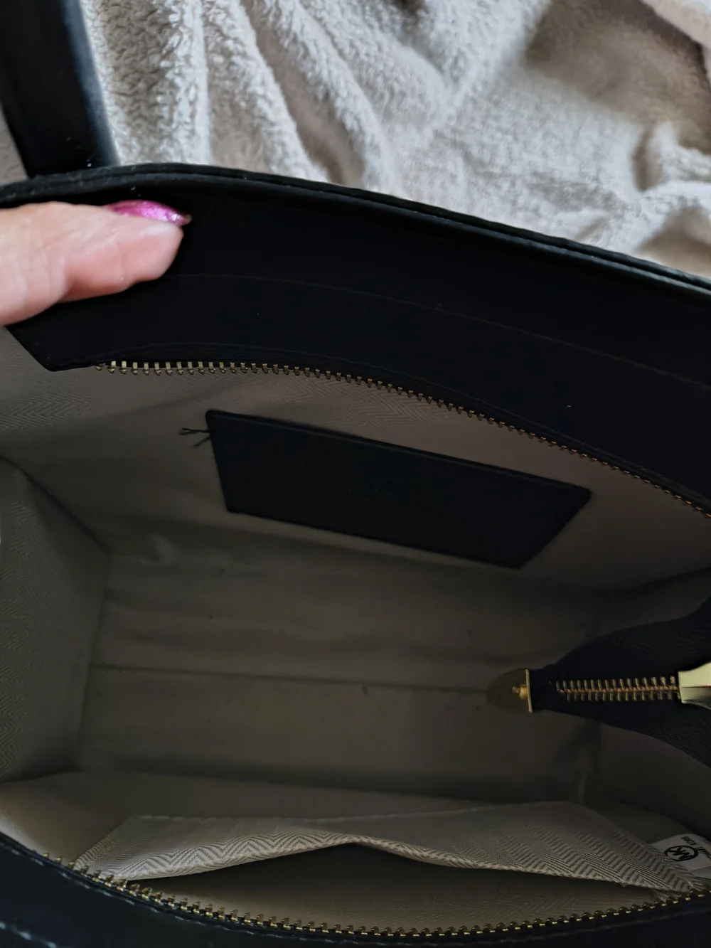 Michael Kors Black Embossed Logo Leather Tote with Zip Wallet